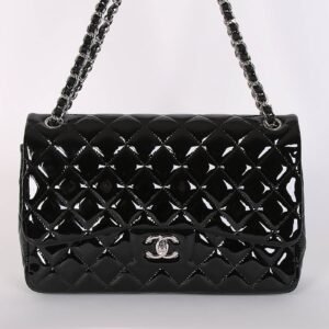 Chanel - Large Jumbo Classic Double Flap Bag Patent Noir