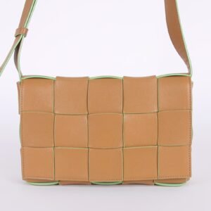 Bottega Veneta - Cassette Grained Calfskin Maxi Intrecciato Bag Caramel/Pistachio