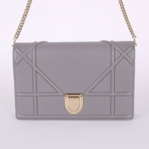 Dior - Diorama Grained Calfskin Wallet on Chain Pochette Grey