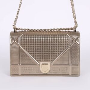 Dior - Diorama Micro-Cannage Metallic Calfskin Champagne