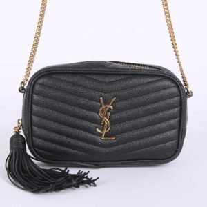 Saint Laurent - Lou Mini Grain de Poudre Matelasse Camera Bag Black