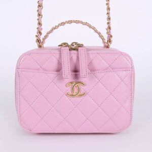 Chanel - Small Caviar Calfskin Chain Handle Vanity Case Pink