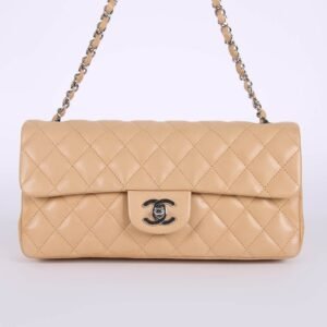 Chanel - EW Single Flap Bag Lambskin Beige