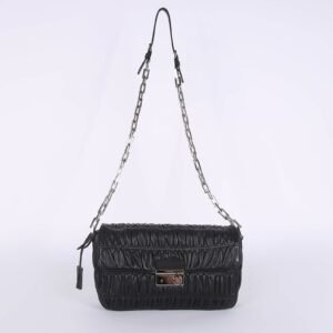 Prada - Nappa Gaufré Chain Flap Bag Nero