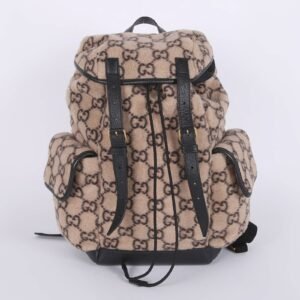 Gucci - GG Jacquard Wool Drawstring Backpack Beige/Ebony