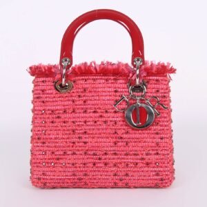 Dior - Lady Dior Heart Crystal Cannage Fringe Tweed Bag Rouge
