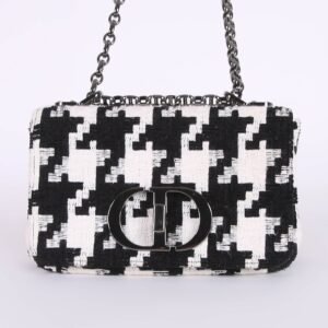 Dior - Caro Small Macro Houndstooth Tweed Bag Black/White