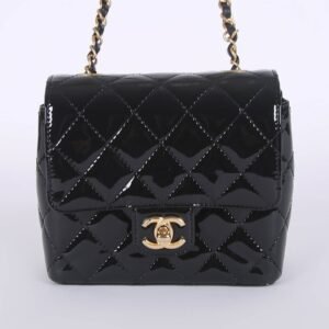 Chanel - Mini Retro Classic Square Flap Bag Patent Leather Noir