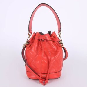 Fendi - Mon Tresor Mini FF Embossed Leather Bucket Bag Red