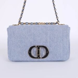Dior - Caro Medium Macrocannage Denim Bag Light Blue