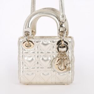 Dior - Lady Dior Micro Heart Cannage Lambskin Bag Gold