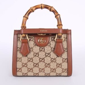 Gucci - Diana Small Crystal GG Canvas Tote Brown