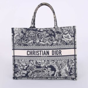 Dior - Dior Book Large Toile de Jouy Embroidery Tote Blue/Ecru