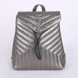 Saint Laurent - Loulou Medium Leather Backpack Silver