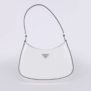 Prada - Cleo Brushed Leather Shoulder Bag Bianco
