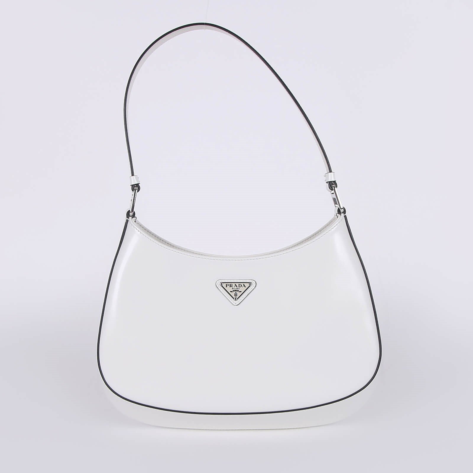Prada - Cleo Brushed Leather Shoulder Bag Bianco