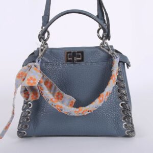 Fendi - Peekaboo Mini Selleria Roman Leather & Python Embroidered Blue