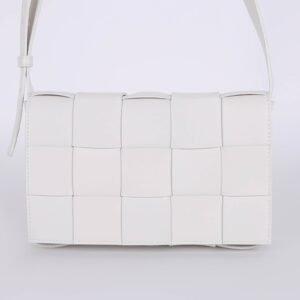 Bottega Veneta - Cassette Lambskin Maxi Intrecciato Bag White