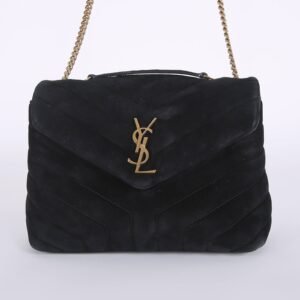 Saint Laurent - LouLou Small "Y" Matelasse Suede Chain Bag Black