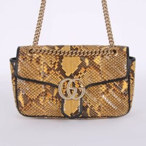 Gucci - GG Marmont Small Python Leather Shoulder Bag Yellow