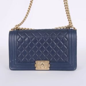 Chanel - Medium Boy Flap Bag Calfskin Navy