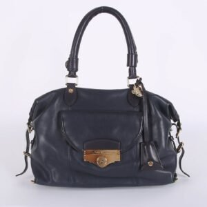Louis Vuitton - Sac Louis Smooth Leather Zippy Satchel Bleu Marine