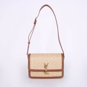 Saint Laurent - Solferino Medium Raffia & Leather Satchel Brown
