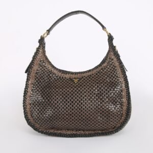 Prada - Braided Madras Hobo Bag Nero/Brown