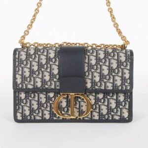 Dior - 30 Montaigne Oblique Jacquard Canvas Chain Flap Bag Navy