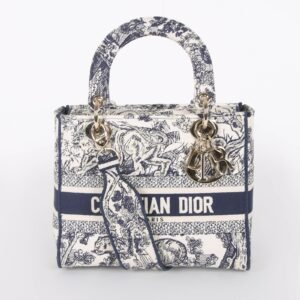 Dior - Lady D-Lite Medium Toile de Jouy Reverse Embroidered Bag Blue