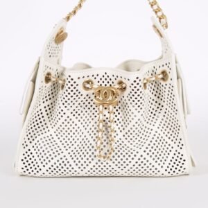 Chanel - Chanel 25 Mini Perforated Calfskin Handbag White